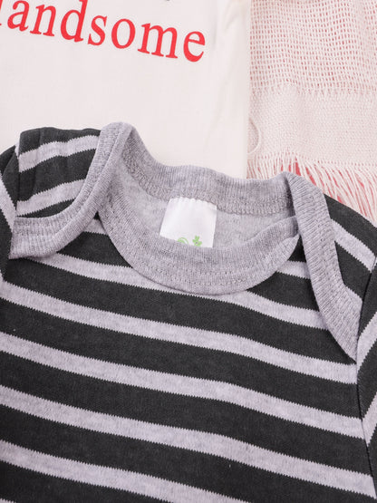 3PCS Sommer Jungen und Mädchen Nette Muster Hoodie Set Kurzarm Dreieck Overall Neugeborenen Baumwolle Bequeme Overall Pyjamas.