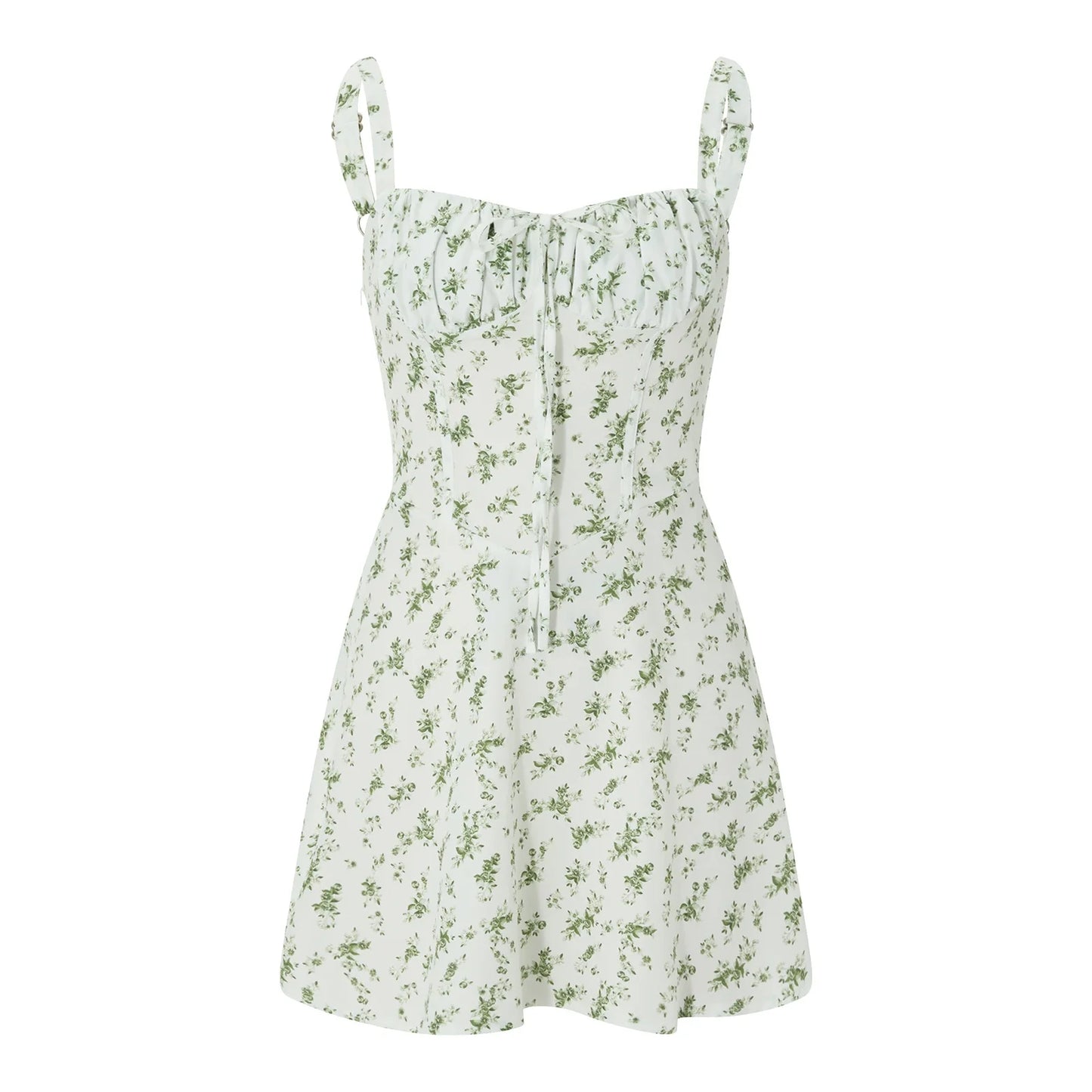 Combhasaki Damen-Kleid, elegant, Blumendruck, tief ausgeschnitten, zum Binden, ärmellos, Cami, figurbetont, Korsett, kurzes Kleid, Sommer, rückenfrei, Party, Clubwear