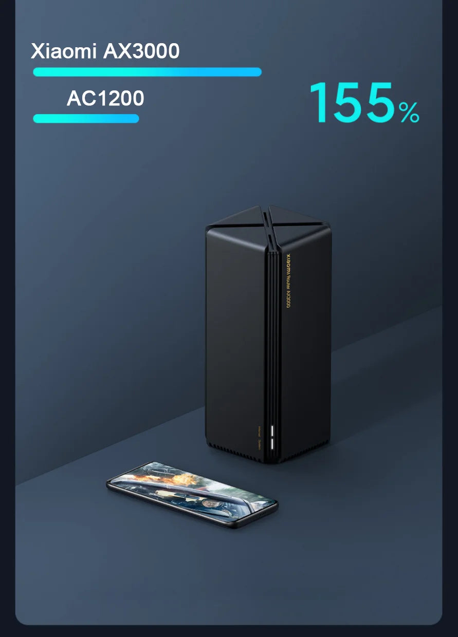 XIAOMI Router AX3000，Repeater Extend Gigabit Amplifier Signal Booster，WIFI 6 Nord Vpn Mesh 5GHz，Chinese Version With Adapter.