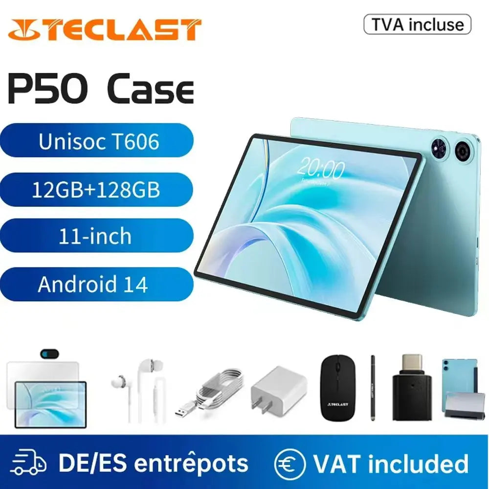 【New】Android 14 Teclast P50 Case Tablet 11" 90Hz Screen Unisoc T606 Octa-Core 4GB 128GB LPDDR4X Wifi BT5.0 7000mAh Battery.