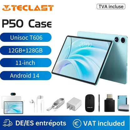 【New】Android 14 Teclast P50 Case Tablet 11" 90Hz Screen Unisoc T606 Octa-Core 4GB 128GB LPDDR4X Wifi BT5.0 7000mAh Battery.