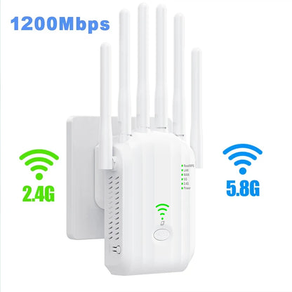 5Ghz AX1500 WiFi 6 Repeater 1500Mbps Extender Signal Booster Dual Band 2.4G/5GHz Wi-Fi Signal Amplifier Long Range Network Easy.