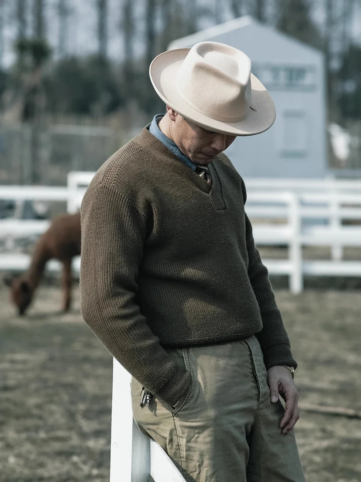 Bronson WWII USAAF Type A-1 Mechanic Sweater Men Heavyweight V-Neck Knit Jumper.