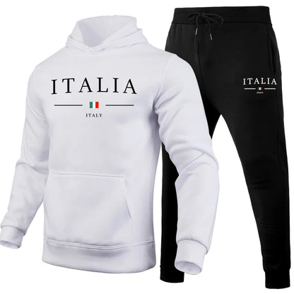Italy Fashion Men's Sportswear 2pcs Set Hoodies&Sweatpants High Quality Male Daily Casual Sports Jogging Suit Winter Gym Outfits.