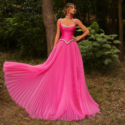 GiGiBraut Charmante A-Linie Abendkleider für Frauen Schatz Strass Falten Tüll Partykleid Vestidos De Fiesta Maßgeschneidert