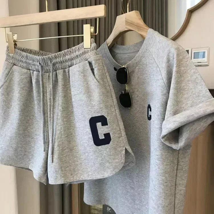 Bull Horn Sleeve Casual Sportanzug Damen Sommer Dünner Stil Sommer Laufmode Western-Stil Kurzarm Shorts Pyjamas.