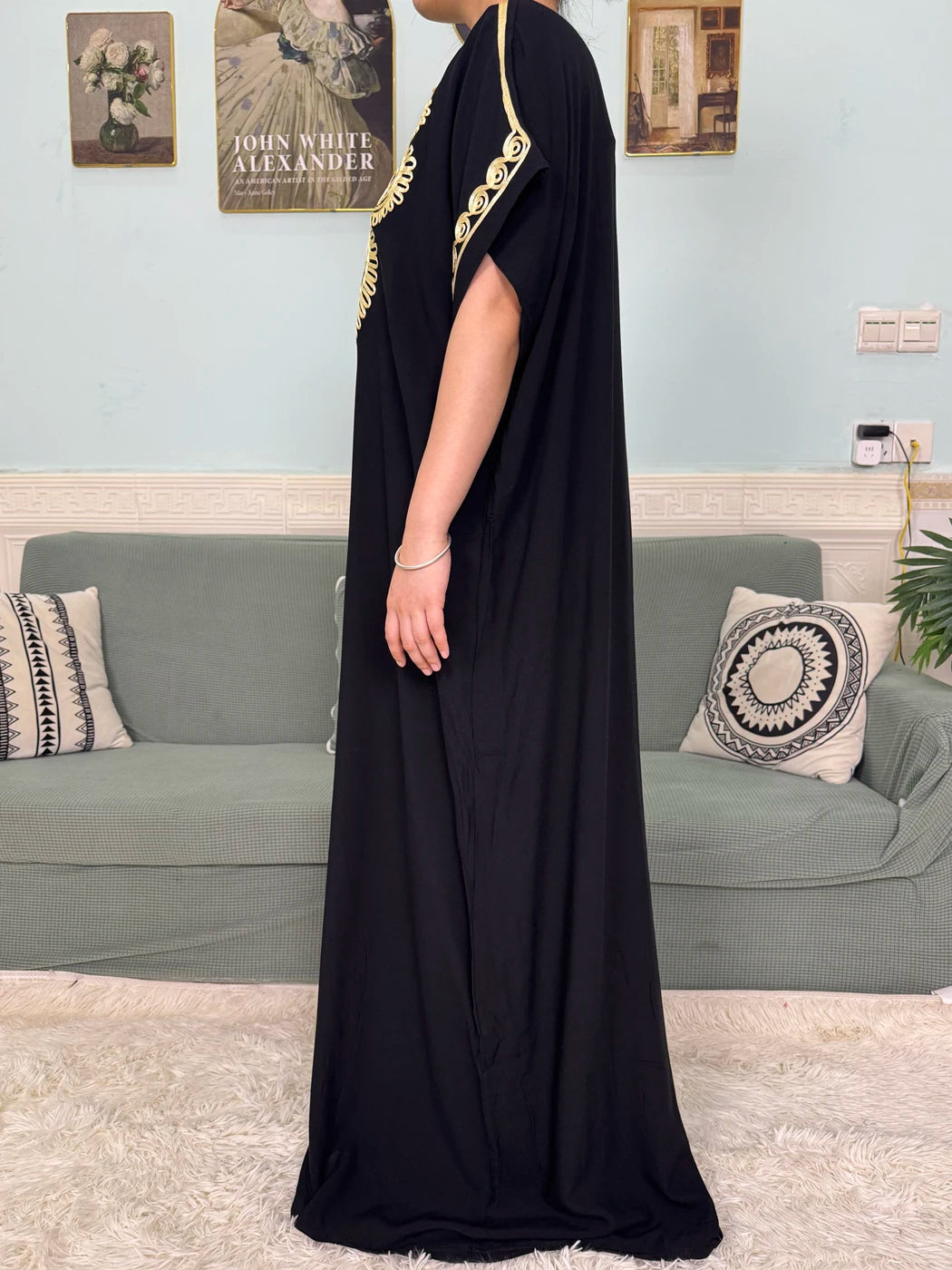 Muslimische Reine Abayas Für Frauen Dubai Baumwolle Applikationen Lose Fit Femme Robe Türkei Islam Traditionelle Kleider Mit Kopftuch Turban.