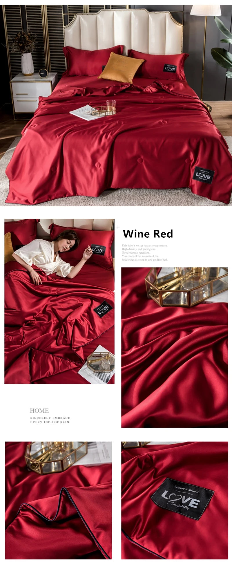 Summer Mulberry Silk Comforter Duvet Insert Luxury Natural Silk Blanket Satin Bedding Quilt Queen Single Double Twin Size Bed.