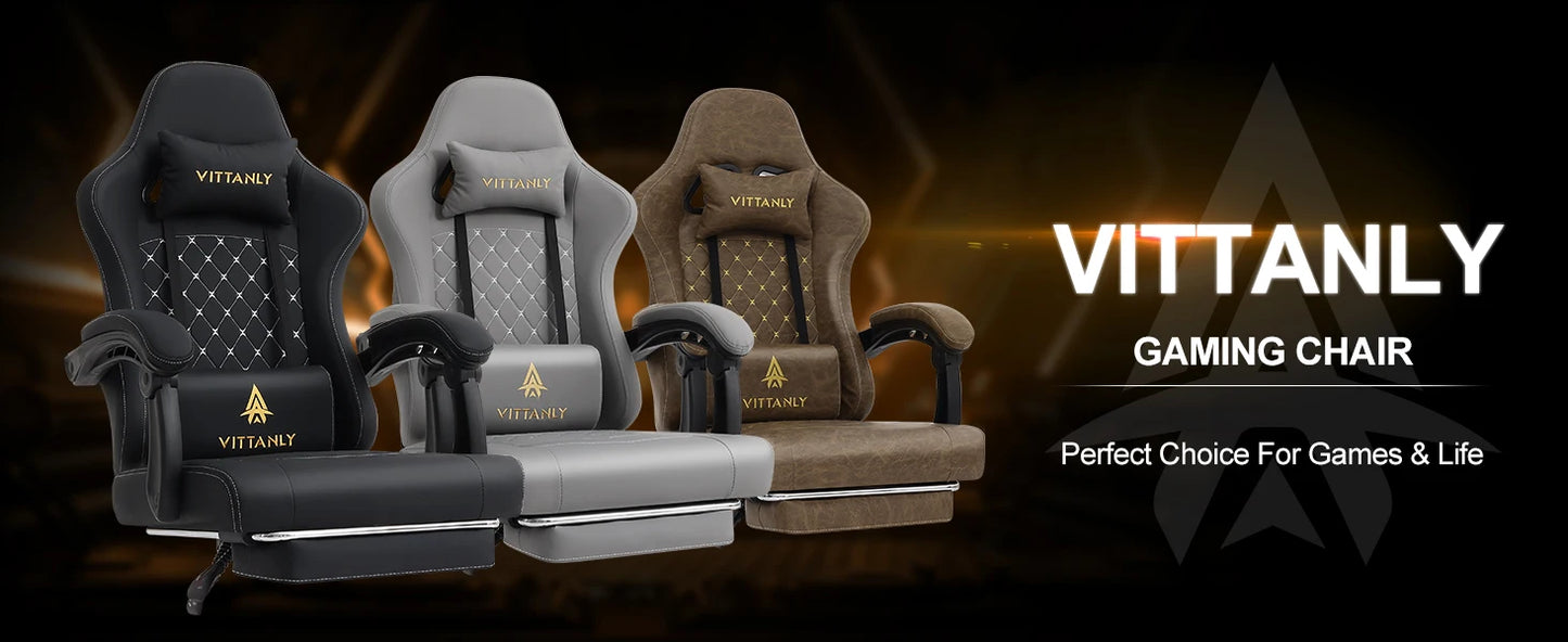 Gaming Chair mit Spring Kissen, Ergonomischer Gaming Chair Gamer Chair mit Kopfstütze, Lendenkissen and Footrest, Hö