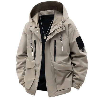 Jacket Mens Spring autumn New men jacket printing hooded Jackets casual coat Men's business coats Size M-4XL 5XL Hat detachable.