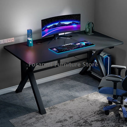Ergonomischer Gaming-Schreibtisch aus Premium-Kohlefaser, stabile K-Typ-Stahlfüße, Heim-Zimmer-Schreibtisch, Gamer-Tisch, hochwertiger, stabiler Bürotisch