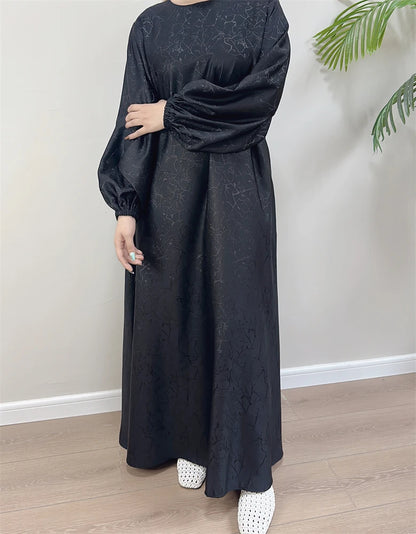 Ramadan Eid Satin Dubai Long Modest Dress Abaya Damen Islam Muslim Kaftan African Dresses For Women Kebaya Robe Femme Musulmane.