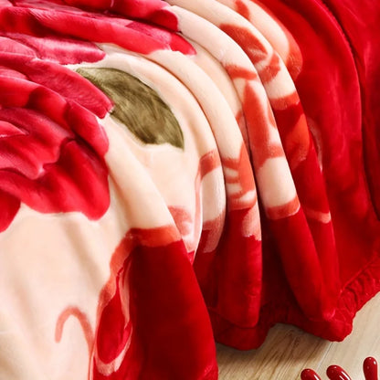 Raschel Ultra-Soft Fleece Throw Blanket Vintage Floral Design Thick Warm for All Seasons for Couch Bed Machine Washable.