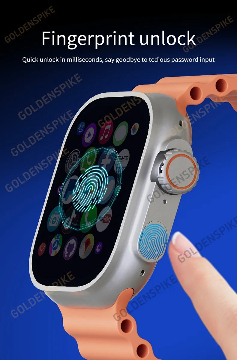 DW100 Pro Android Smartwatch Fingerprint Unlock Control Smart Watch 256GB ROM Free Download App WIFI GPS Camera 2.29inch Amoled.