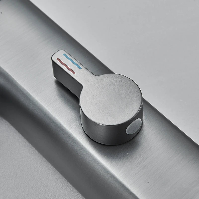 Touchless Sensor Basin Faucet Smart Digital Display Bathroom Sink Faucet Grey Sense Hot Cold Water Mixer Tap Battery Power