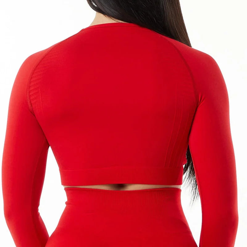 Seamless Workout Gym Training Shirts Long Sleeve Sports T-shirts Women Athletic Crop Sport Shirt Sportswear Yoga Clothes