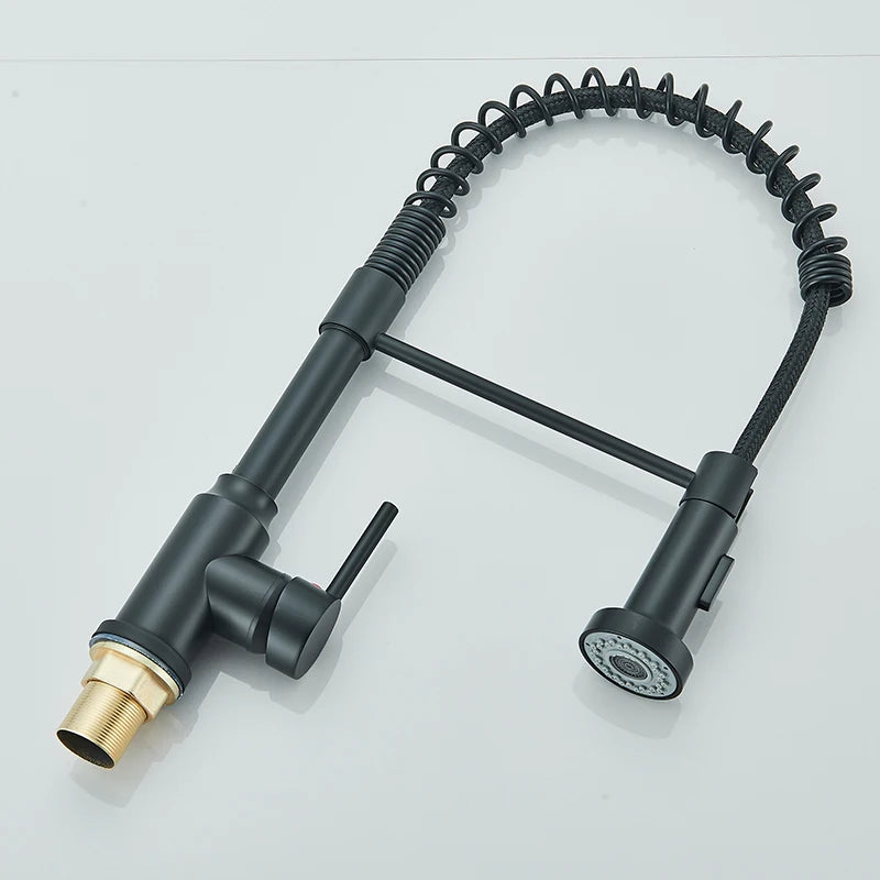 Spring Pull Down Kitchen Faucets Stream Spray Head Hot Cold Water Tap Stainless steel Rotation Kitchen Mixer Tap Crane
