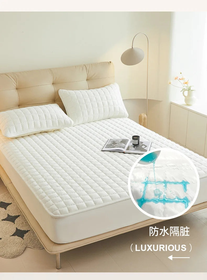 2025 New Thickening Quilted Waterproof Mattress Skin-friendly Slow rebound Cushion Anti-wrinkle Single double size Fitted Mat.