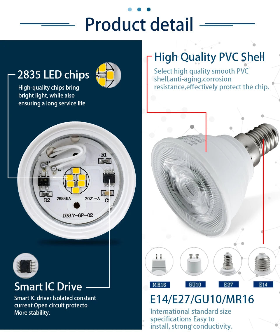 1-10PCS LED Strahler Birne E27 E14 MR16 GU10 AC220V 6W 24/120 Grad Strahl Winkel hohe Lumen Indoor LED Energiesparende Lichter Birne.