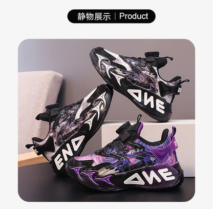 Fashion Print Children Shoes Boys Sneaker Autumn PU Leather Luxury Kids Casual Sneaker Platform Sports Tennis Shoes for Boy.