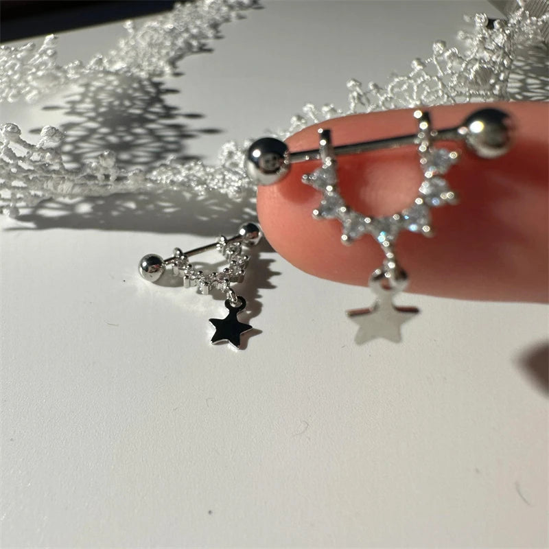 1 PCS Star Silver Color 316L Stainless Steel Ear Bone Nail for Women New Fashion Allergy Prevention Jewelry Gifts.