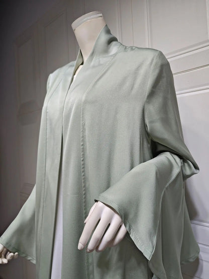 Eid Ramadan Open Abaya Dubai Luxury Elegant Ruffle Sleeve Solid Color Shawl Cardigan Kebaya Kaftan Robe Clothing Caftan Femme