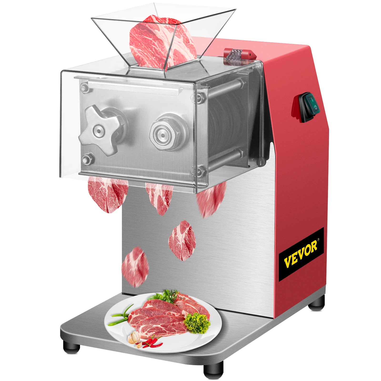 SucceBuy 250kg/H Commercial Electric Meat Slicer Grinder Vegetable Cutter Shred Machine 850W Home Automatic Food Chopper Chipper.