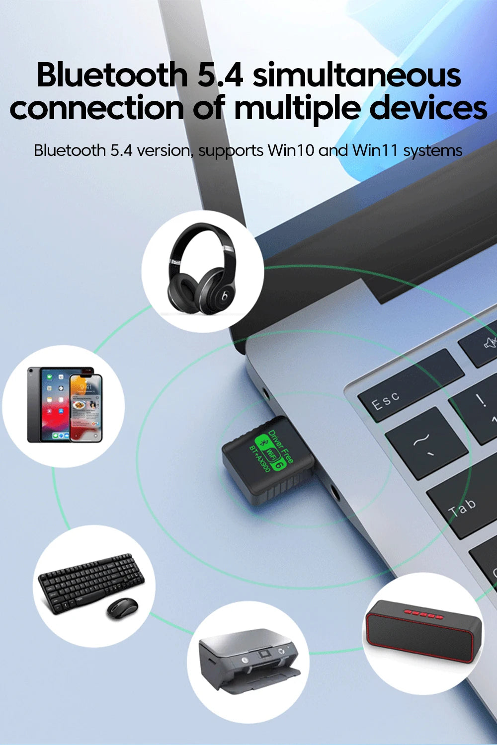 WiFi 6 Wireless Lan Card Driver Free USB Wifi Adapter Dual Band 2.4G/5GHz Wifi Card Bluetooth 5.4 Wifi Antenna For PC Laptop.