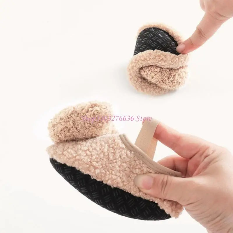 R6FD Warm Winter Baby Slippers Toddler Plush Floor Sock Shoes Anti-slip Walking Shoes