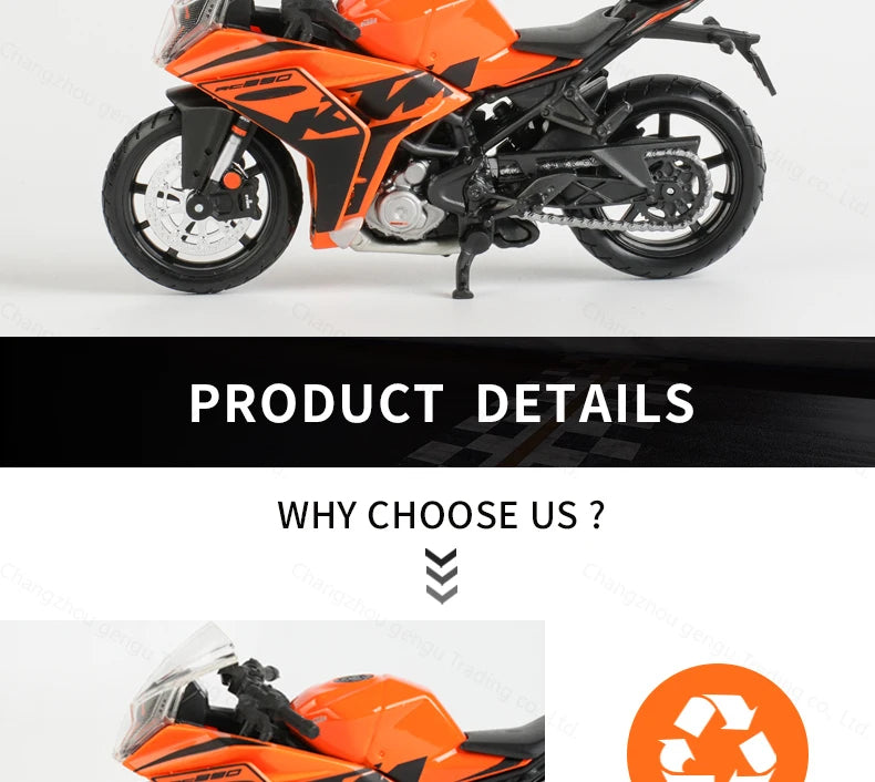 Maisto 1:18 New KTM RC 390 Static Die Cast Vehicles Collectible Hobbies Motorcycle Model Toys.