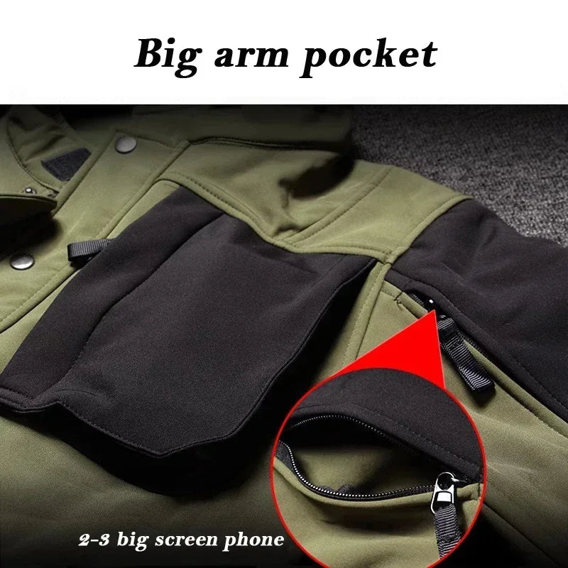 Waterproof Shark Skin Tactical Sets Mens Thicken Fleece New Soft Shell Combat Jackets+windproof Warm Cargo Pant 2 Piece Set