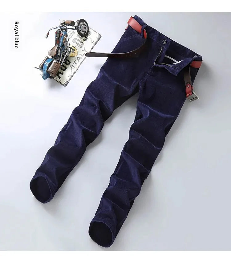 Herren Cord-Freizeithose, gerades Bein, lockere Passform, Jugend, Winter, dicke warme Samt-Jogginghose, Jogginghose, Baggy-Jogginghose