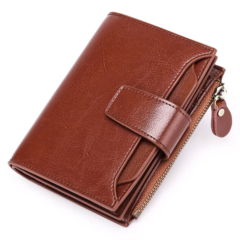 2024 New Short Women Wallets Genuine Leather Zipper Coin Pocket Women Purse Name Engraved Quality Card Holder Kpop Female Wallet