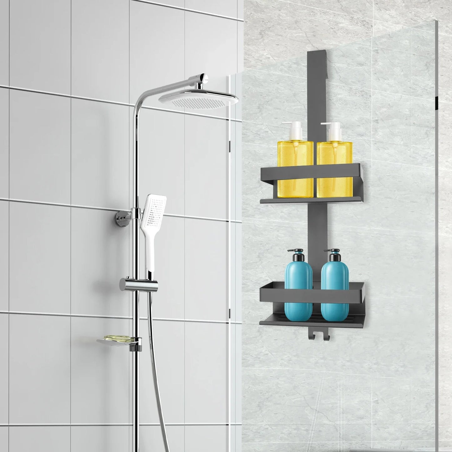 Hängendes 2-stufiges Duschregal, Badezimmerregal, 304 Edelstahl, für Küche, Wohnzimmer, Balkon