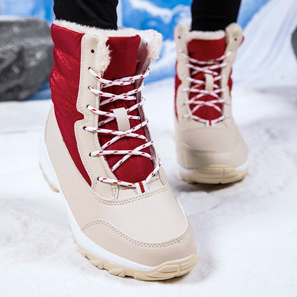 Snow Boots Woman Flat Woman Shoes Lace Up Women Shoes Solid Ankle Boots Warm Lightweight Women's Winter Boots Botas Mujer.