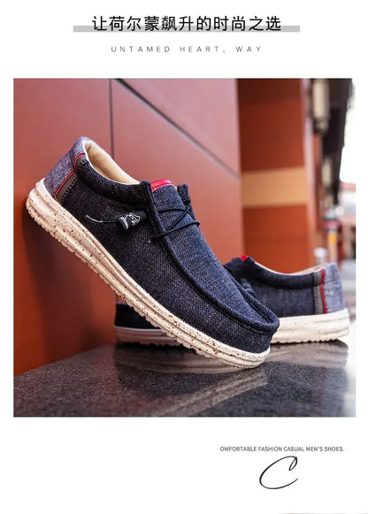 Men's Loafers Designer Slide in Low Cut Sneakers Casual Boat Shoes Comfortable Walking Flat Shoes Breathable Canvas Shoes 2025