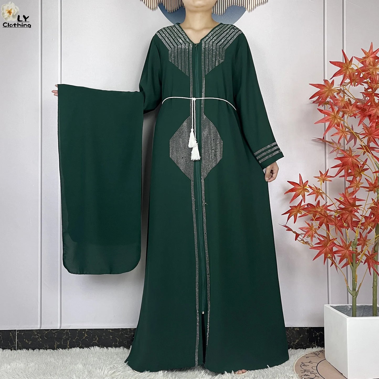 2024 For Women Elegant Dresses Dubai Party Outfits Long Sleeved Chiffon Dashiki Muslim Women Robe Open African Abaya Clothing