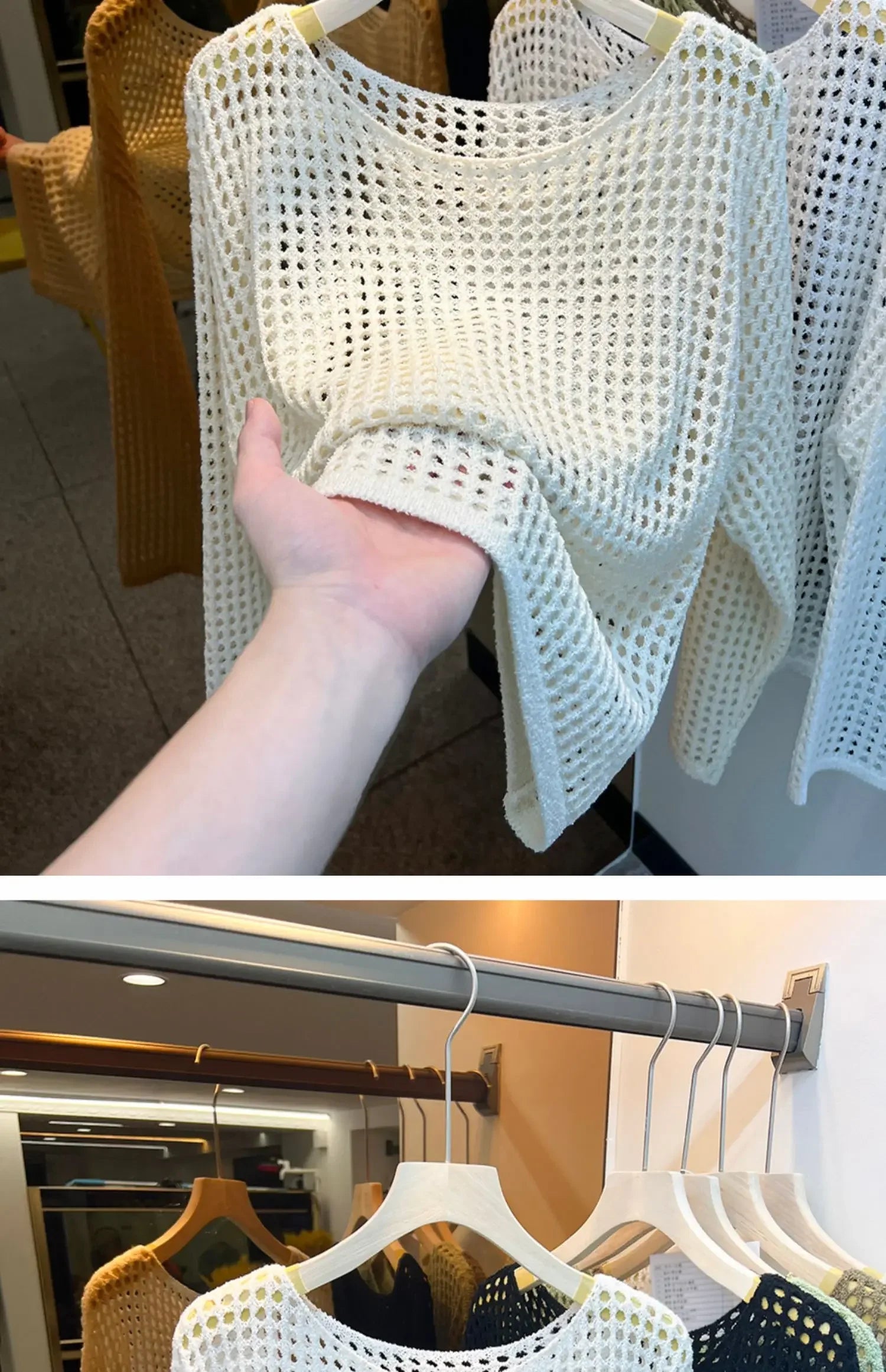 2025 Mesh Vintage Harajuku Langarm Frauen Pullover Koreanische Frühling Sommer Strickwaren Weiche Dünne Tops Chic Solide Femme Pullover.