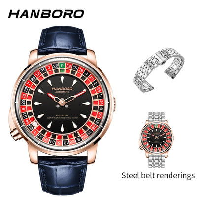 HANBORO men's fully automatic mechanical watch, roulette wheel, roulette wheel, men's watch 1001