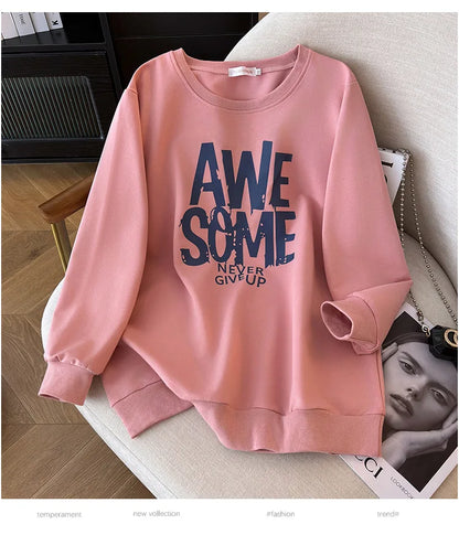 170kg plus size Damen büste Frühling Herbst Winter lose O-Neck Sweatshirt Langarm lässig Top 6xl 7xl 8xl 9xl 10xl 11xl