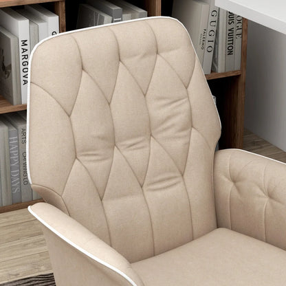 Moderner Bürostuhl mit Schaukelfunktion, höhenverstellbarer Polsterstuhl bis zu 120 kg, Beige für bequemes Arbeiten