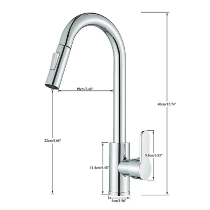 Kitchen Sink Cold Hot Water TapPull Out Kitchen Faucets 360° Rotation Kitchen Mixer Tap Single Lever Mixer Tap