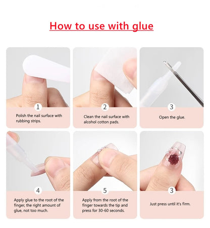 Aurora Handmade Press On Nails White Almond French Fake Nails Medium Wearable Manicure Simple Pearl Decoration Finger Nails Art.