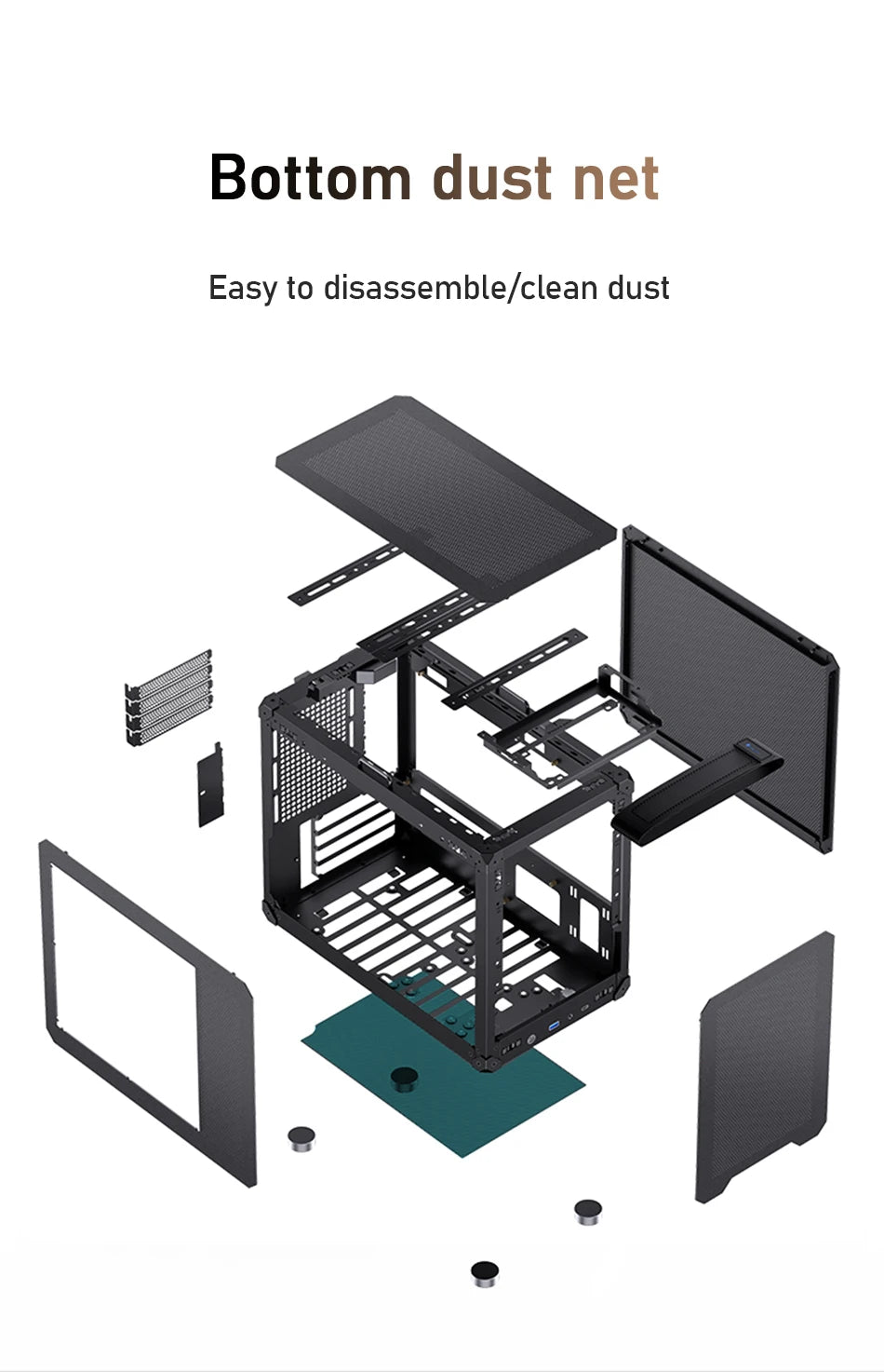 JONSBO C6 MAX Desktop M-ATX Case Type-c Side Transparent Handheld Portable Computer Small Chassis ATX Power Supply.