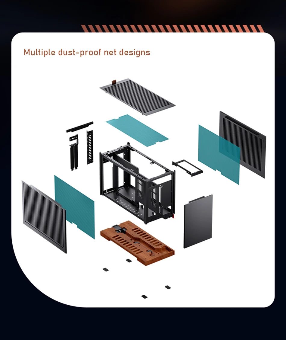Jonsbo T9 Aluminum Alloy ITX Chassis Computer Desktop Host Shell Type-C 11L Small PC Case With PCIE 4.0 GPU Adapter Cable.