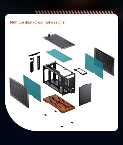 Jonsbo T9 Aluminum Alloy ITX Chassis Computer Desktop Host Shell Type-C 11L Small PC Case With PCIE 4.0 GPU Adapter Cable.