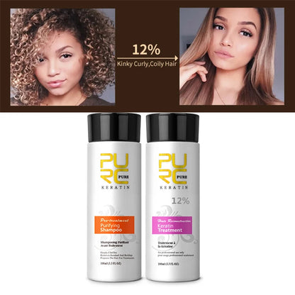 PURC Professional Brazilian Keratin Hair Treatment Cream Straightening Smoothing Scalp Treatment Purifying Shampoo Hair Care.