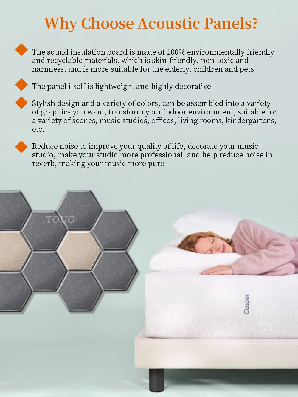 TOUO Acoustic Panels 6-18pc Noise Treatment Insulation Soundproofing Home Studio High Density Soundproof Wall Decor Bedroom