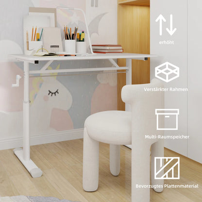 Höhenverstellbarer Arbeitstisch für Kinder und Erwachsene – vielseitig einsetzbar für Zuhause/Büro, platzsparendes kompaktes Design |   Ergonomisch