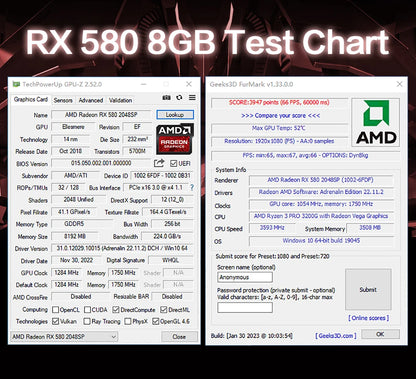 MLLSE AMD RX 580 8GB 2048SP GDDR5 256Bit Gaming Graphics Card 6Pin PCI Express 3.0 ×16 Game Radeon GPU rx580 8g.